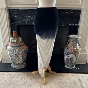 “Young Fabulous & Broke” Asymmetrical Hem Black and White Ombre Skirt